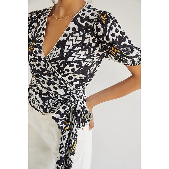 FARM Rio Floral Wrap Blouse in Black Motif - Picture 2 of 15
